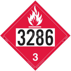 DOT Placards & Holders; Type: Placard; Legend: Flammable Liquid; Legend: Flammable Liquid; Material: Vinyl; Message or Graphic: Flammable Liquid; Legend Color: Red; Material: Vinyl; Compliance Specifications: DOT 49 CFR 172.519; Placard Coating: UV; Langu