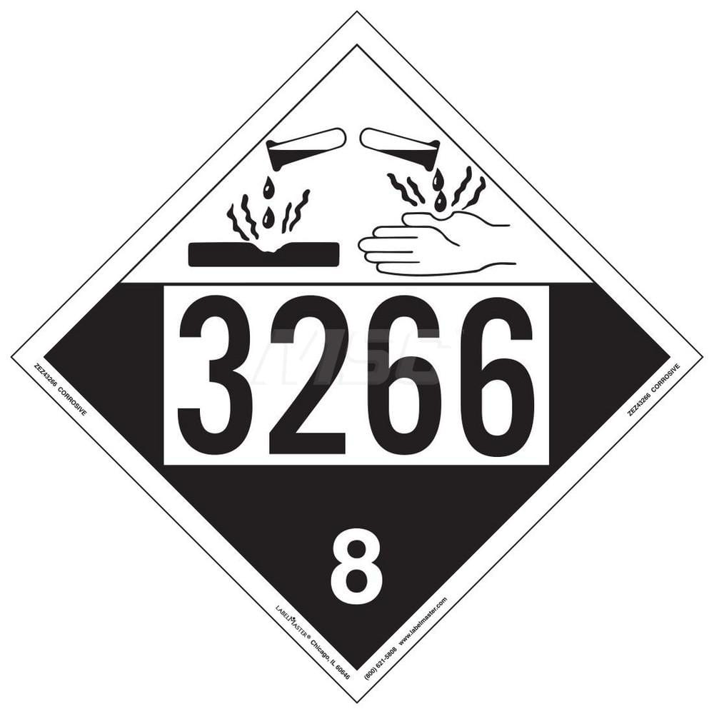 DOT Placards & Holders; Type: Placard; Legend: Corrosive; Legend: Corrosive; Material: Vinyl; Message or Graphic: Corrosive; Legend Color: Black; Material: Vinyl; Compliance Specifications: DOT 49 CFR 172.519; Placard Coating: UV; Language: English; Langu