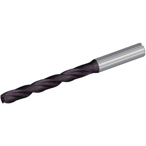 5.5 mm Dia. × 6 mm Shank × 84 mm Flute Length × 125 mm OAL, 132°, TiAlN, Coolant Thru, Round Solid Carbide Drill - Exact Industrial Supply