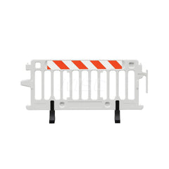 Folding Gates & Barricades; Type: Crowd Control Parade Barricade; Height (Inch): 39.5; Max Width (Inch): 21; Material: Plastic; Color: White; Additional Information: Reflective: Engineer Grade Striped Sheeting; Comes with Recycled Rubber Feet; Sub-Brand: