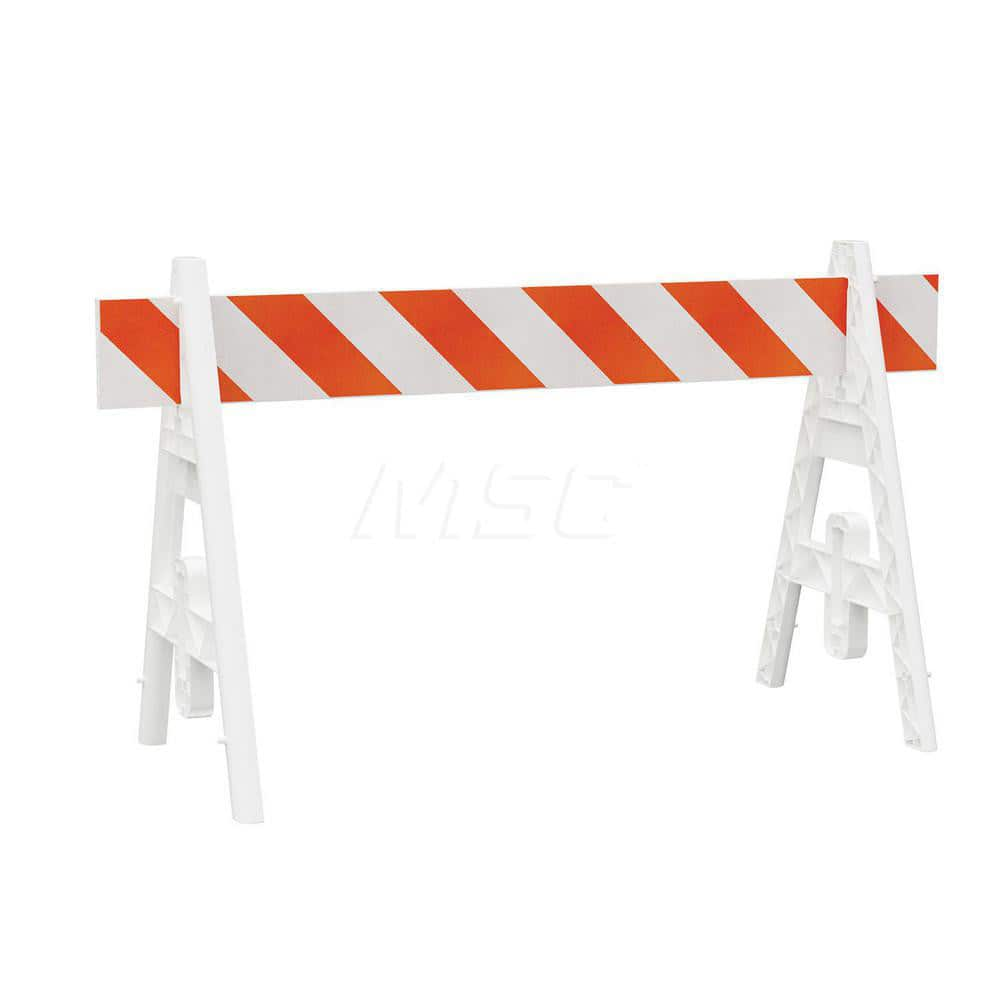 Traffic Barricades; Type: A-Frame; Barricade Height (Inch): 40; Material: Plastic; Barricade Width (Inch): 29; Reflective: Yes; Compliance: None; Color: White; Weight (Lb.): 6.0000; Top Panel Height (Inch): 8; Top Panel Width (Inch): 96; Additional Inform