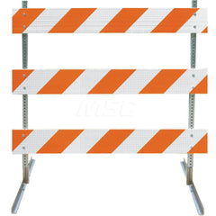 Traffic Barricades; Type: Type III; Barricade Height (Inch): 63; Material: Galvanized Steel Feet; Plastic Board; Galvanized High Carbon Steel Upright; Barricade Width (Inch): 48; Reflective: Yes; Compliance: NCHRP-350; MUTCD; Weight (Lb.): 16.0000; Top Pa