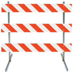 Traffic Barricades; Type: Type III; Barricade Height (Inch): 63; Material: Galvanized Steel Feet; Plastic Board; Galvanized High Carbon Steel Upright; Barricade Width (Inch): 72; Reflective: Yes; Compliance: NCHRP-350; MUTCD; Weight (Lb.): 16.0000; Top Pa