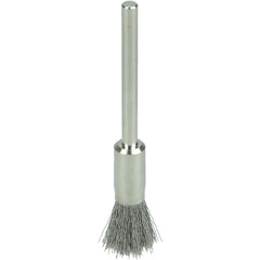 5/16″ Miniature Wire End Brush, .005″ Stainless Steel Fill, 1/8″ Stem - Caliber Tooling