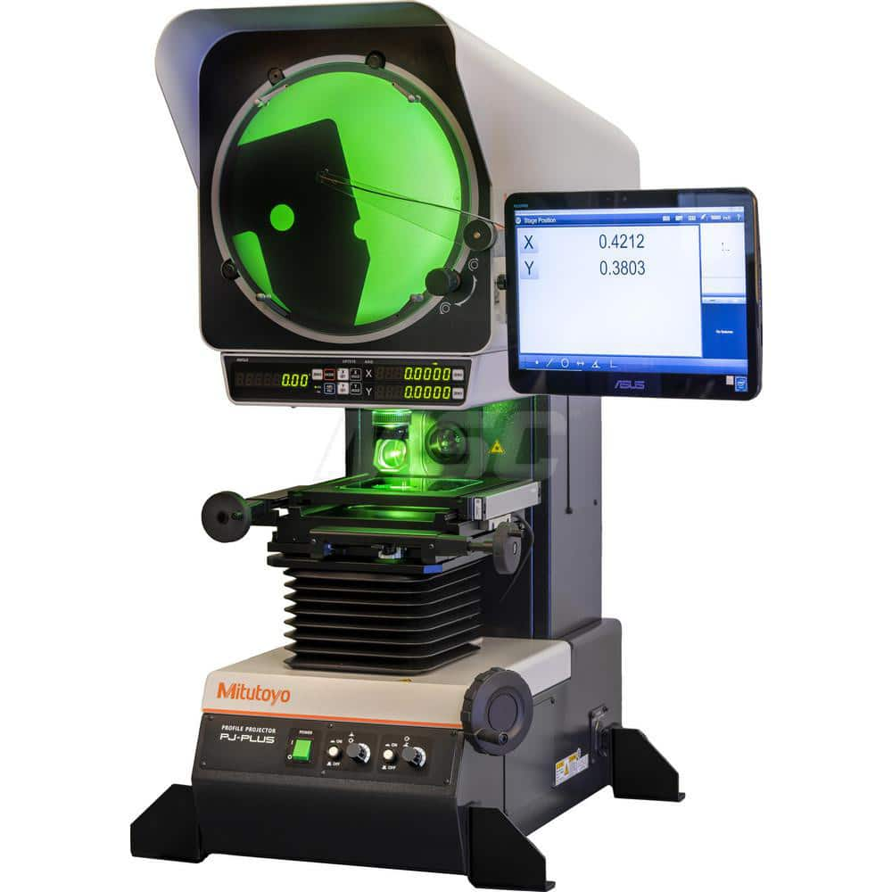 Optical Comparator: Horizontal & Vertical Orientation, 10x Magnification 4″ Y-Axis Travel, 7.874″ X-Axis Travel, 0.0001″ Resolution