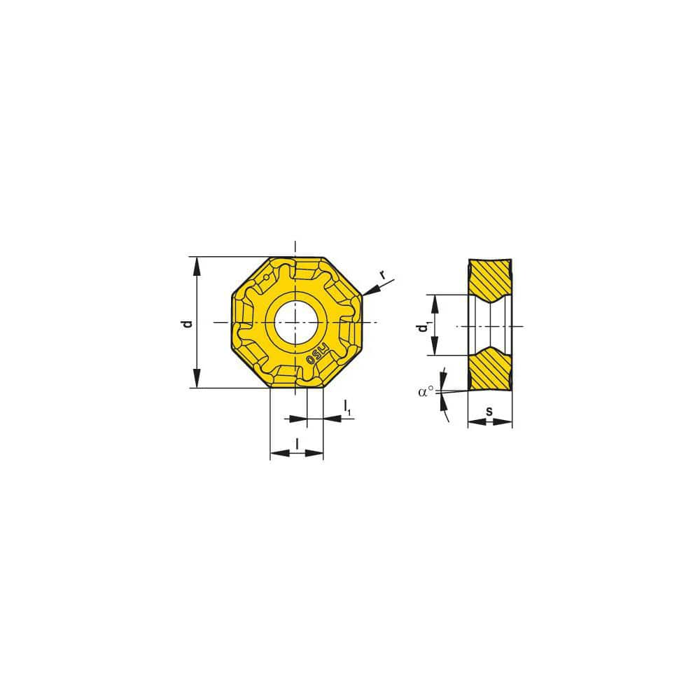 Milling Insert:  OAKU 060508SR-M50 CTPM225,  CTPM225,  Solid Carbide N/A Finish,  1.0000″ OAW