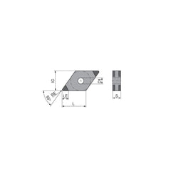 Turning Insert:  DNGA442SN011DL3,  Polycrystalline Cubic Boron Nitride TiCN Finish,  Neutral,  1/2″ Inscribed Circle,  0.0315″ Corner Radius,  55.0 &deg N/A Diamond,  Series  DNGA