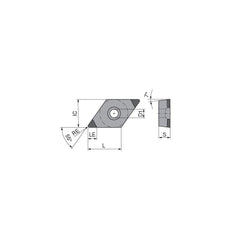 Turning Insert:  DCGW32.51FN_B4 CTBH20U,  Polycrystalline Cubic Boron Nitride TiCN Finish,  Neutral,  0.0157″ Corner Radius,  55.0 &deg N/A Diamond,  Series  DCGW