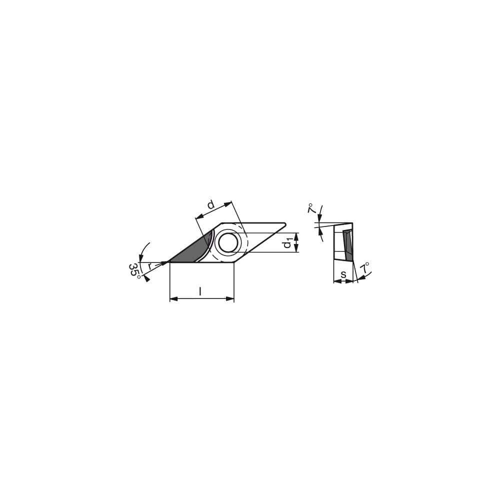 Turning Insert:  VCGT222FL_A6 CTDPD20,  Polycrystalline Diamond Uncoated Finish,  Left Hand,  1/4″ Inscribed Circle,  0.0315″ Corner Radius,  35.0 &deg N/A Diamond,  Series  VCGT