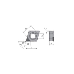 Turning Insert:  CCGW21.51FNA3Q CTDPD20,  Polycrystalline Diamond Uncoated Finish,  Neutral,  1/4″ Inscribed Circle,  0.0157″ Corner Radius,  80.0 &deg N/A Diamond,  Series  CCGW