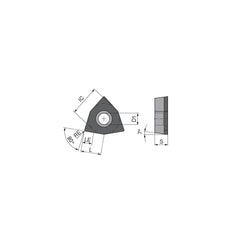 Turning Insert:  WCGW1215TN012EF3,  Polycrystalline Cubic Boron Nitride TiN Finish,  Neutral,  0.0079″ Corner Radius,  80.0 &deg N/A Trigon,  Series  WCGW