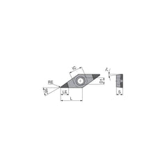 Turning Insert:  VCGW222TN017EB3,  Polycrystalline Cubic Boron Nitride Uncoated Finish,  Neutral,  1/4″ Inscribed Circle,  0.0315″ Corner Radius,  35.0 &deg N/A Diamond,  Series  VCGW