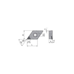 Turning Insert:  DCGT2155FLA3Q CTDPS30,  Polycrystalline Diamond Uncoated Finish,  Left Hand,  1/4″ Inscribed Circle,  0.0079″ Corner Radius,  55.0 &deg N/A Diamond,  Series  DCGT