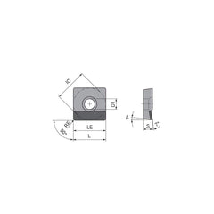 Turning Insert:  SCGT3252FNA4CB2,  Polycrystalline Diamond Uncoated Finish,  Neutral,  0.0315″ Corner Radius,  90.0 &deg N/A Square,  Series  SCGT