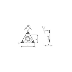 Turning Insert:  TCGW2155SN009DC3,  Polycrystalline Cubic Boron Nitride TiCN Finish,  Neutral,  1/4″ Inscribed Circle,  0.0079″ Corner Radius,  60.0 &deg N/A Triangle,  Series  TCGW