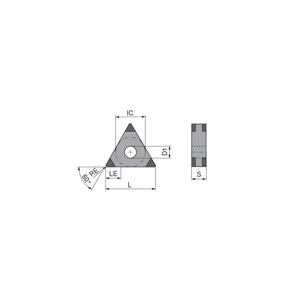 Turning Insert:  TNGA333SN013EM2,  Polycrystalline Cubic Boron Nitride TiCN Finish,  Neutral,  0.0472″ Corner Radius,  60.0 &deg N/A Triangle,  Series  TNGA