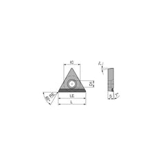 Turning Insert:  TCGT18155FNA4CB1,  Polycrystalline Diamond Uncoated Finish,  Neutral,  0.0079″ Corner Radius,  60.0 &deg N/A Triangle,  Series  TCGT