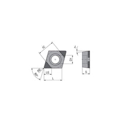 Turning Insert:  CCGW2152TN014FB3,  Polycrystalline Cubic Boron Nitride TiN Finish,  Neutral,  1/4″ Inscribed Circle,  0.0157″ Corner Radius,  80.0 &deg N/A Diamond,  Series  CCGW