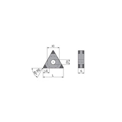 Turning Insert:  TNGA331SN014GM3,  Polycrystalline Cubic Boron Nitride TiN Finish,  Neutral,  0.0157″ Corner Radius,  60.0 &deg N/A Triangle,  Series  TNGA