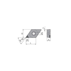 Turning Insert:  DCGW32.51FN_A4 CTDPD20,  Polycrystalline Diamond Uncoated Finish,  Neutral,  0.0157″ Corner Radius,  55.0 &deg N/A Diamond,  Series  DCGW