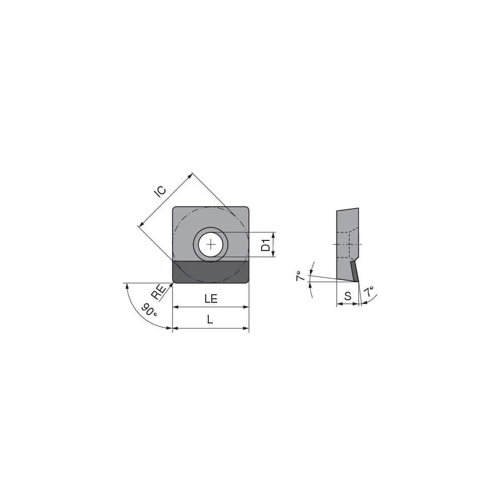 Turning Insert:  SCGT3252FNA4CB1,  Polycrystalline Diamond Uncoated Finish,  Neutral,  0.0315″ Corner Radius,  90.0 &deg N/A Square,  Series  SCGT