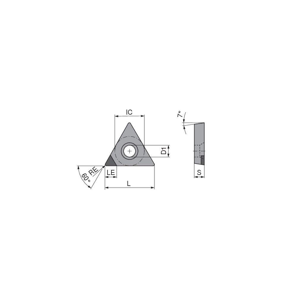 Turning Insert:  TCGW18152FNA3 CTDPD20,  Polycrystalline Diamond Uncoated Finish,  Neutral,  0.0315″ Corner Radius,  60.0 &deg N/A Triangle,  Series  TCGW