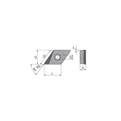 Turning Insert:  DCGT32.51FL_A8 CTDPD20,  Polycrystalline Diamond Uncoated Finish,  Left Hand,  0.0157″ Corner Radius,  55.0 &deg N/A Diamond,  Series  DCGT