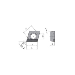 Turning Insert:  CCGW3252TRR012DA10,  Polycrystalline Cubic Boron Nitride Uncoated Finish,  Right Hand,  0.0315″ Corner Radius,  80.0 &deg N/A Diamond,  Series  CCGW