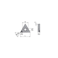 Turning Insert:  TCGW21.5.5FNA4 CTDPS30,  Polycrystalline Diamond Uncoated Finish,  Neutral,  1/4″ Inscribed Circle,  0.0079″ Corner Radius,  60.0 &deg N/A Triangle,  Series  TCGW