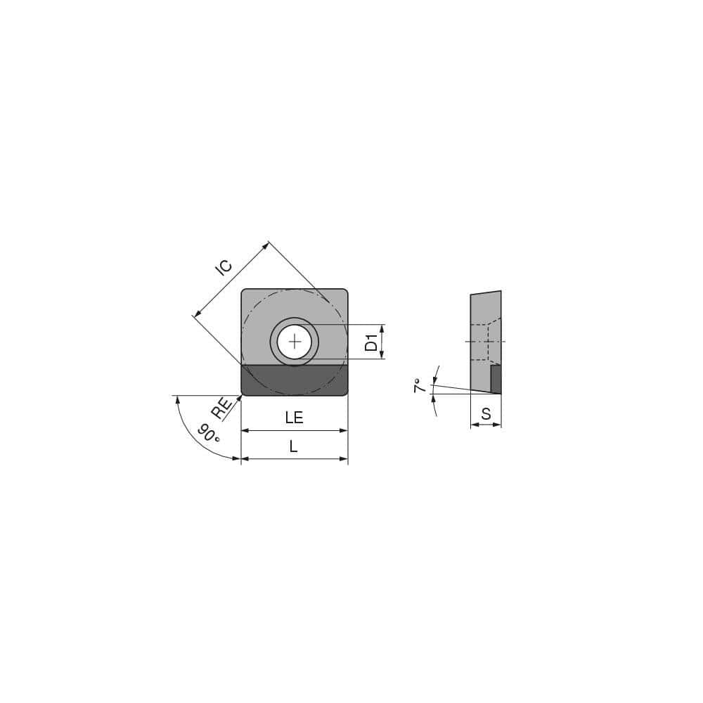 Turning Insert:  SCGW32.52FN_A4 CTDPD20,  Polycrystalline Diamond Uncoated Finish,  Neutral,  0.0315″ Corner Radius,  90.0 &deg N/A Square,  Series  SCGW