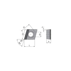 Turning Insert:  CCGT21.51FLLA6 CTDPS30,  Polycrystalline Diamond Uncoated Finish,  Left Hand,  1/4″ Inscribed Circle,  0.0157″ Corner Radius,  80.0 &deg N/A Diamond,  Series  CCGT