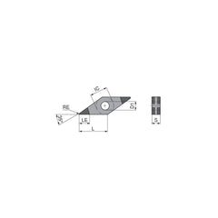 Turning Insert:  VNGA331SN014FL3,  Polycrystalline Cubic Boron Nitride TiN Finish,  Neutral,  0.0157″ Corner Radius,  35.0 &deg N/A Diamond,  Series  VNGA