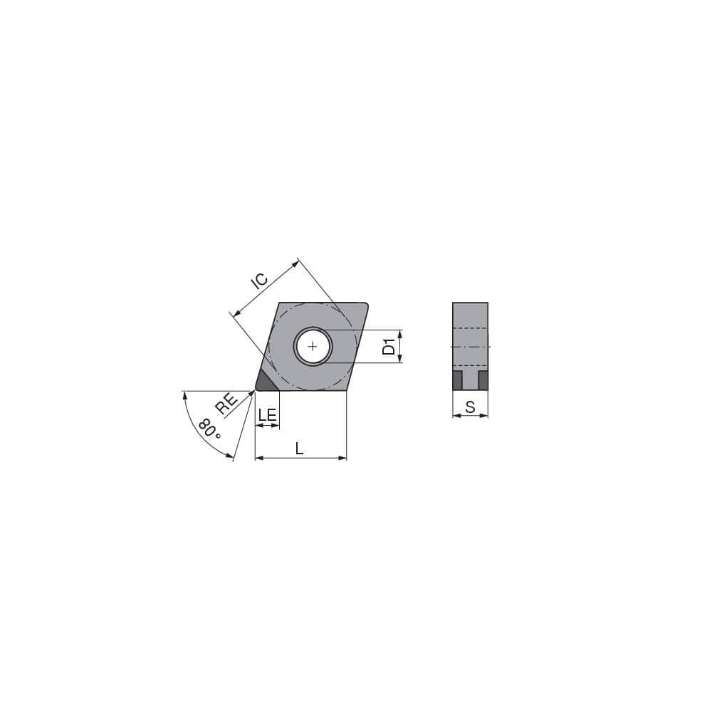 Turning Insert:  CNGA432SN014GK3Q,  Polycrystalline Cubic Boron Nitride TiN Finish,  Neutral,  1/2″ Inscribed Circle,  0.0315″ Corner Radius,  80.0 &deg N/A Diamond,  Series  CNGA