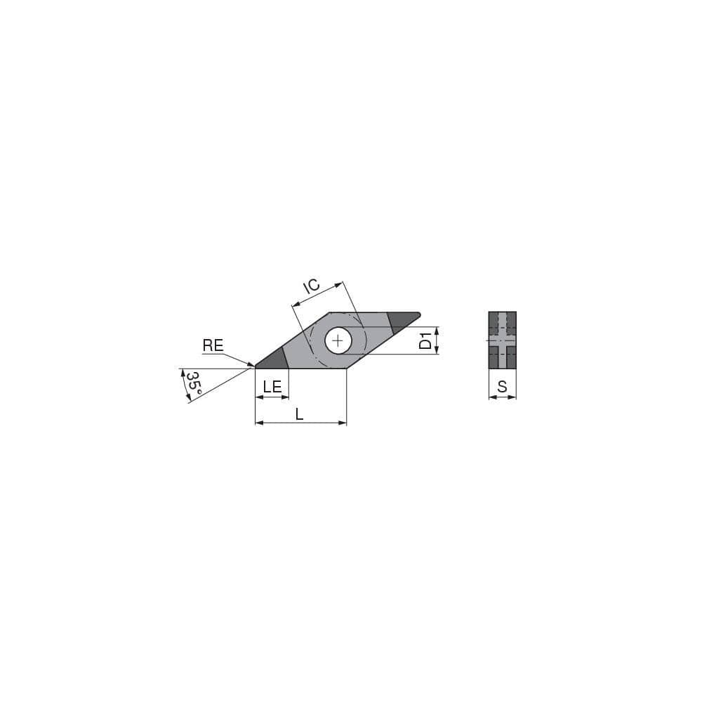 Turning Insert:  VNGA331FN_L3 CTBH20C,  Polycrystalline Cubic Boron Nitride TiCN Finish,  Neutral,  0.0157″ Corner Radius,  35.0 &deg N/A Diamond,  Series  VNGA