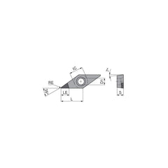 Turning Insert:  VCGW331FN_A6 CTDPS30,  Polycrystalline Diamond Uncoated Finish,  Neutral,  0.0157″ Corner Radius,  35.0 &deg N/A Diamond,  Series  VCGW