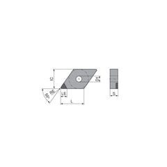 Turning Insert:  DNGA433FN_A6 CTDPD20,  Polycrystalline Diamond Uncoated Finish,  Neutral,  1/2″ Inscribed Circle,  0.0472″ Corner Radius,  55.0 &deg N/A Diamond,  Series  DNGA