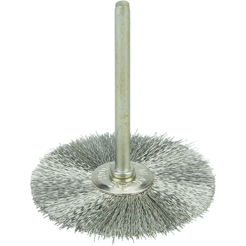 1-1/2″ Miniature Wire Wheel, .005″ Stainless Steel Fill, 1/8″ Stem - Caliber Tooling