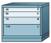 Desk-Standard Cabinet - 4 Drawers - 30 x 28-1/4 x 26-7/8" - Multiple Drawer Access - Caliber Tooling