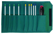 10 Piece - Drive-Loc VI Interchangeable Set - #28199 - Includes: Torx® T6 x T8; T7 x T9; T10 x T15; T20 x T25; Slotted 4.0; 6.0; Phillips #1 #2; Hex 3/32 x 7/64; 1/8 x 9/64; 5/32 x 3/16 - Canvas Pouch - Caliber Tooling