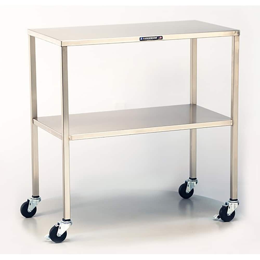 Lakeside - Mobile Work Benches; Type: Mobile Instrument Table ; Length: 20 (Inch); Depth (Inch): 16 ; Height (Inch): 34 ; Maximum Height (Inch): 34 ; Top Material: Stainless Steel - Exact Industrial Supply