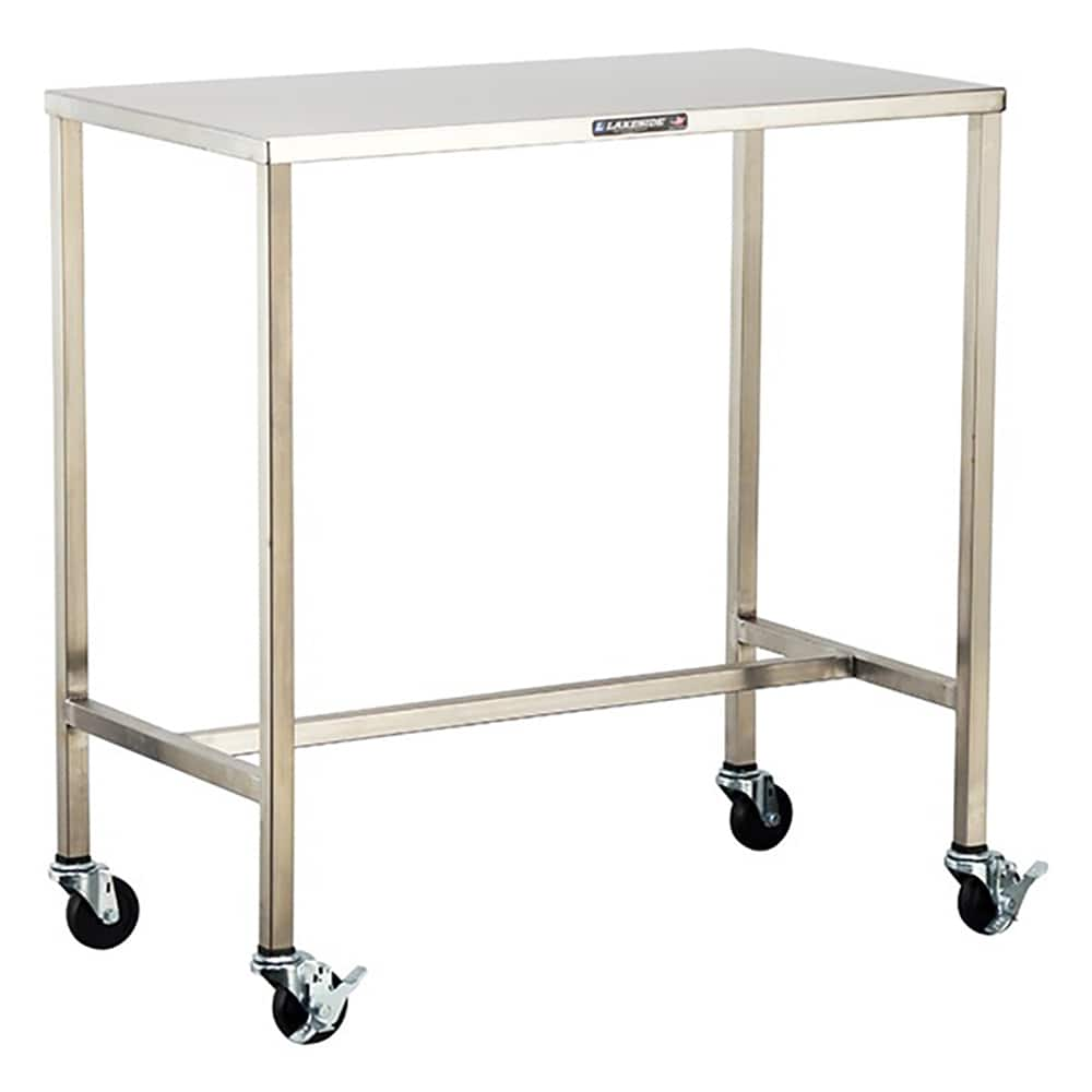 Lakeside - Mobile Work Benches; Type: Mobile Instrument Table ; Length: 36 (Inch); Depth (Inch): 20 ; Height (Inch): 34 ; Maximum Height (Inch): 34 ; Top Material: Stainless Steel - Exact Industrial Supply