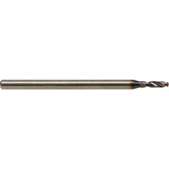 Micro Drill Bit: 0.1142″ Dia, 143 °, Solid Carbide ALtima Finish, RH Cut, Helical Flute, Straight-Cylindrical Shank