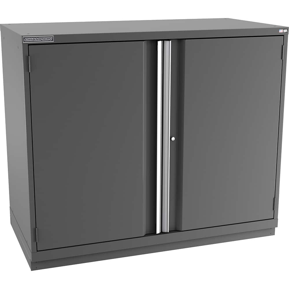 Champion Tool Storage - Storage Cabinets; Type: Counter-Height Plus Double Wide Door Cabinet ; Width (Inch): 56-1/2 ; Depth (Inch): 28-1/2 ; Height (Inch): 45-1/4 ; Number of Shelves: 4 ; Material: Steel - Exact Industrial Supply