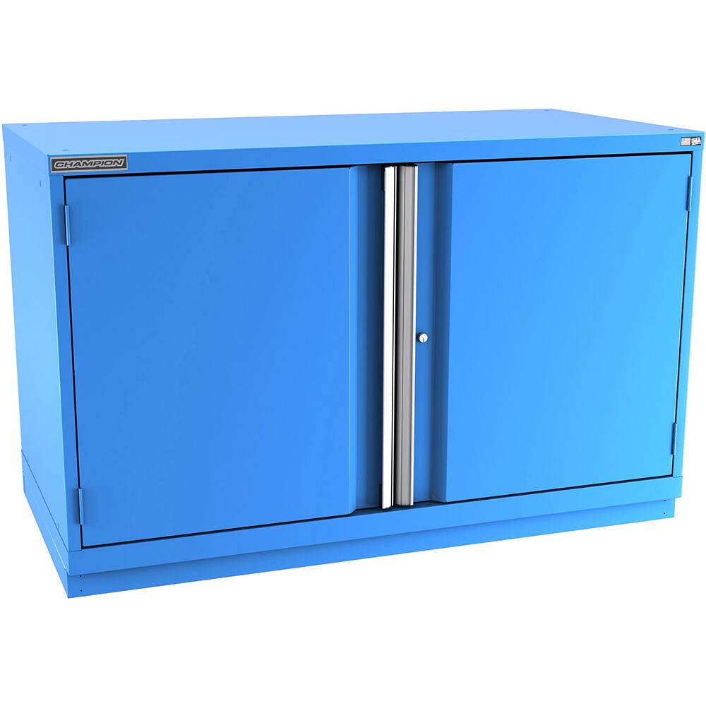 Champion Tool Storage - Storage Cabinets; Type: Bench-Height Double Wide Door Cabinet ; Width (Inch): 56-1/2 ; Depth (Inch): 28-1/2 ; Height (Inch): 35-7/8 ; Number of Shelves: 3 ; Material: Steel - Exact Industrial Supply