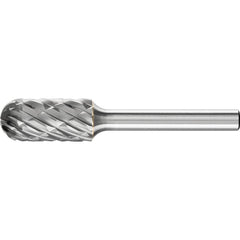 PFERD - SC-5, 1/2" Cut Diam, 1/4" Shank Diam, Carbide End Cut Diamond Cut Cylinder with Radius End Burr - Exact Industrial Supply