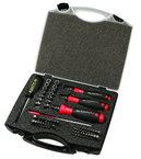 59 Piece - Torque Control - #28589 - Includes: Torque handle 10-50 Inch/Lbs; 5-10 Inch/Lbs and 15-80 Inch lbs. Hex; Torx®; Phillips; Slotted; Pozi Bits and Sockets in Storage Case - Caliber Tooling