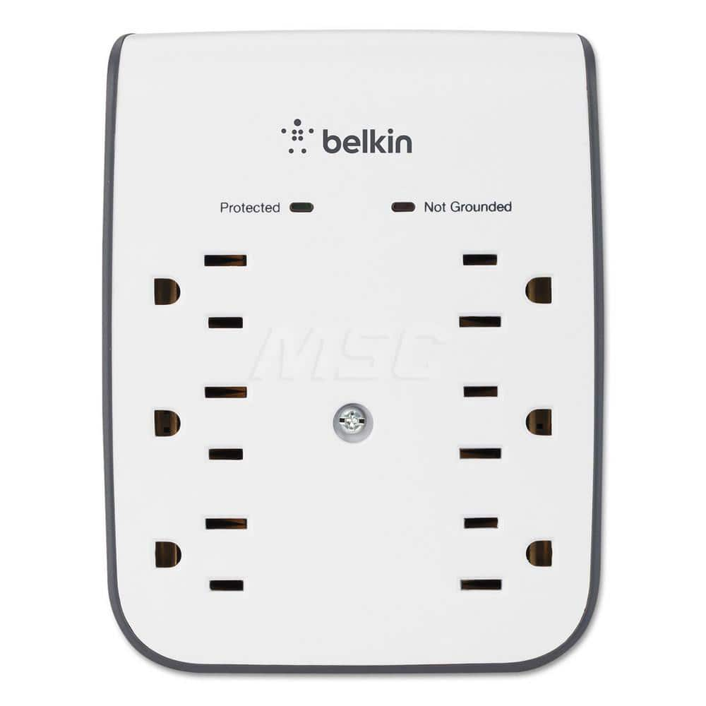 Belkin - Power Outlet Strips; Amperage: 15 ; Voltage: 5.00 ; Number of Outlets: 6 ; Material: Plastic ; Mounting Type: Wall ; Cord Length (Feet): 10 - Exact Industrial Supply