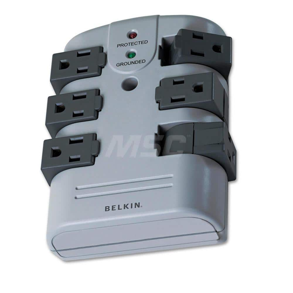 Belkin - Power Outlet Strips; Amperage: 15 ; Voltage: 125 ; Number of Outlets: 6 ; Material: Plastic ; Mounting Type: Floor ; Cord Length (Feet): 10 - Exact Industrial Supply