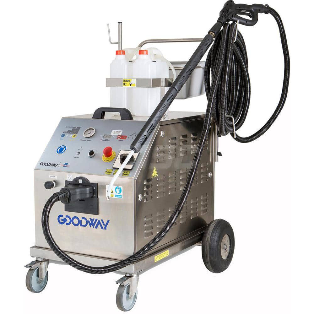 Goodway - Pressure Washers; Type: Hot Water ; Engine Power Type: Electric ; Pressure (psi): 145.00 ; Amperage Rating: 44.0000 ; Maximum Voltage Rating: 230.00 ; Rate of Flow (GPM): 0.16 - Exact Industrial Supply