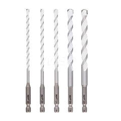 Drill Bit Set: Hex Shank Drill Bits, 135 °, Carbide Tipped Bright/Uncoated, Standard, Straight Shank